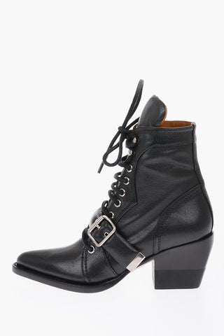 7cm leather Combat boots with side zip