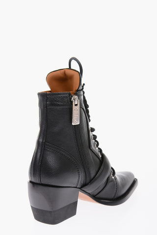 7cm leather Combat boots with side zip