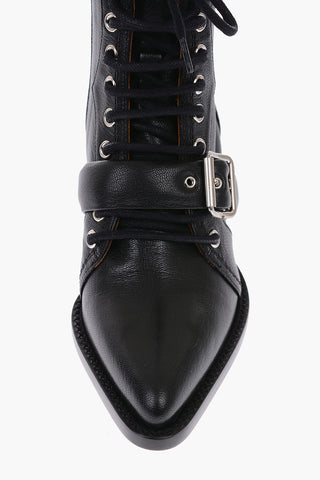 7cm leather Combat boots with side zip
