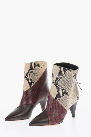 8cm leather snake print EXOTIC Cone Heel Booties