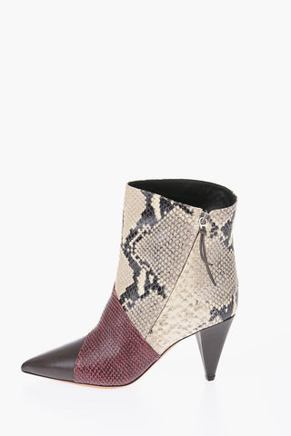 8cm leather snake print EXOTIC Cone Heel Booties
