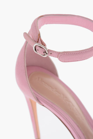 11cm leather Ankle-strap sandals with rhinestone embellished detail