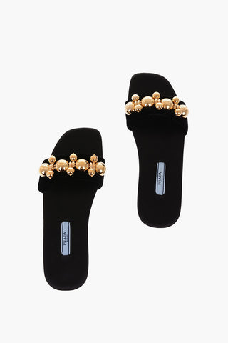 slipper in velluto con borchie