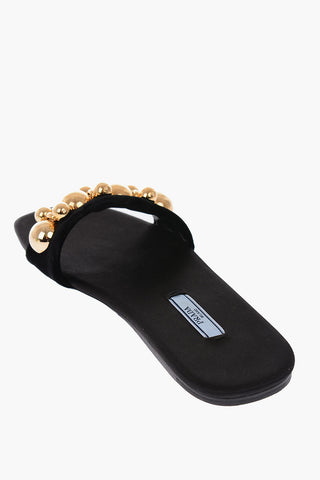 slipper in velluto con borchie
