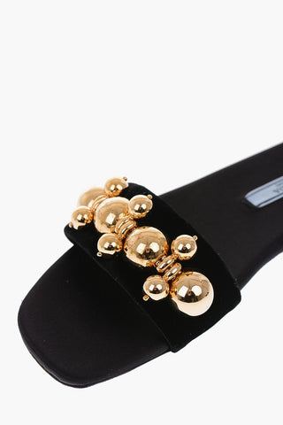 slipper in velluto con borchie