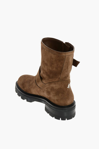 Slip On YOUTH Suede Combat Booties with Buckles