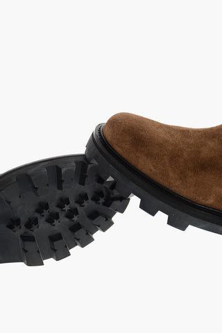 Slip On YOUTH Suede Combat Booties with Buckles