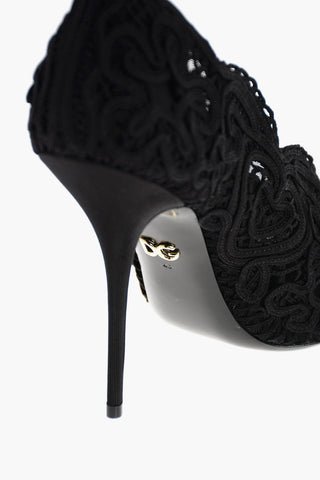 Cord Embroidered Open Toe Pumps