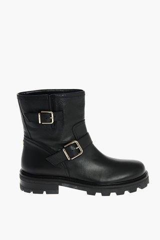 Slip On YOUTH Leather Combat Booties with Buckles