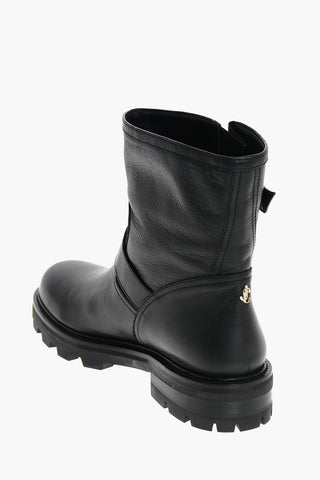 Slip On YOUTH Leather Combat Booties with Buckles