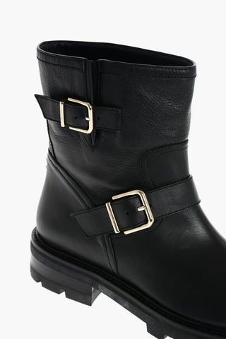 Slip On YOUTH Leather Combat Booties with Buckles