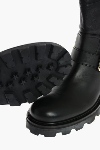 Slip On YOUTH Leather Combat Booties with Buckles