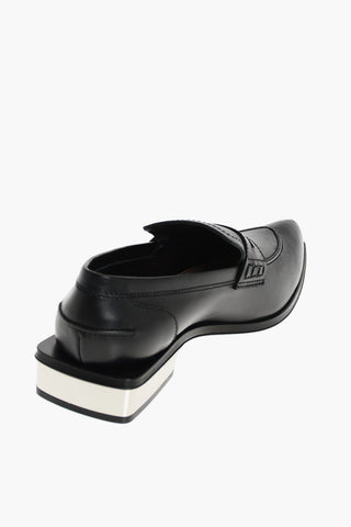 Leather Penny Loafers with Metallic Heel