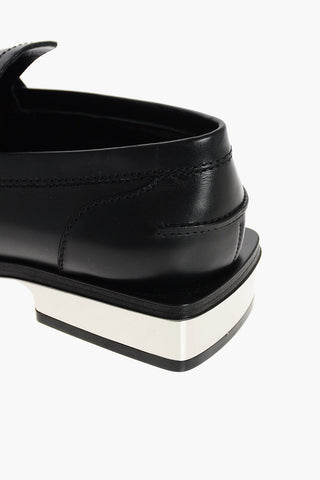 Leather Penny Loafers with Metallic Heel