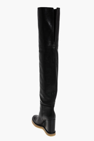 Over the Knee Leather Wedge Boots