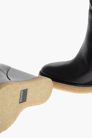 Over the Knee Leather Wedge Boots