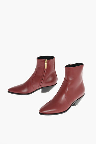 Leather Western Booties with Zip