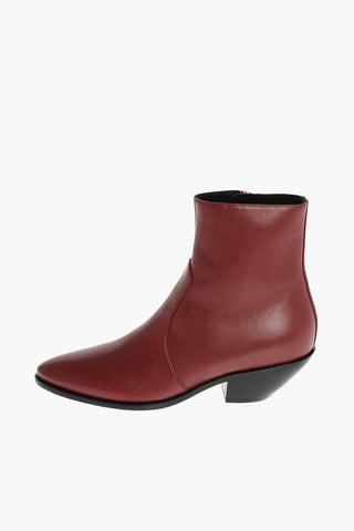 Leather Western Booties with Zip