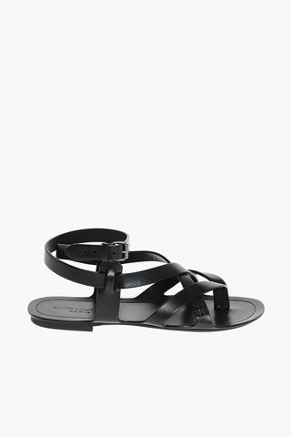 Thong Leather Sandals with Ankle Strap