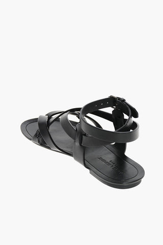Thong Leather Sandals with Ankle Strap