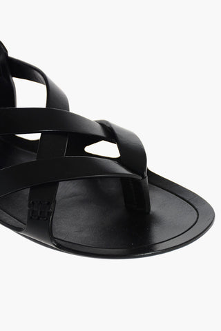 Thong Leather Sandals with Ankle Strap