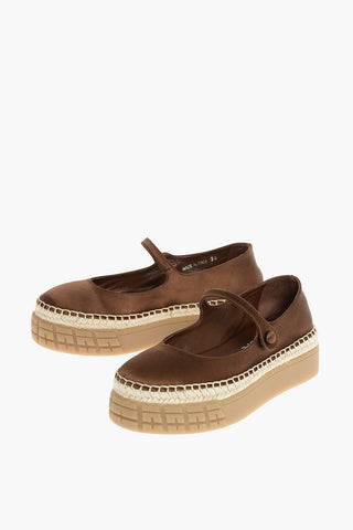Ballerine Platform Mary-Jane in Raso con Bottone