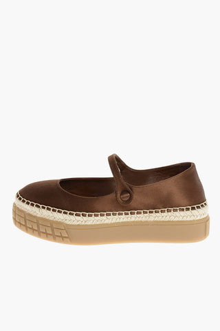 Ballerine Platform Mary-Jane in Raso con Bottone