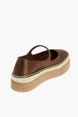 Ballerine Platform Mary-Jane in Raso con Bottone