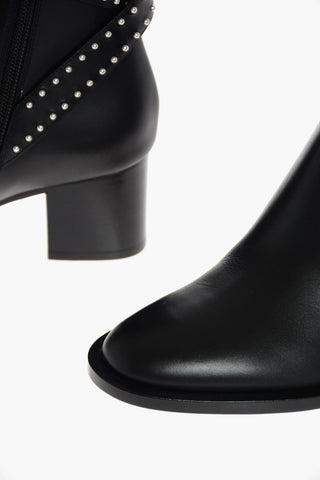 Stivaletti in Pelle con Fibbia e Micro Borchie