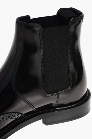 Leather Chelsea Booties with Brogue Details
