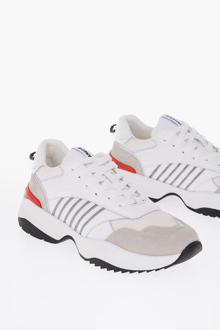 leather and fabric sneakers