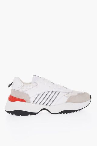 leather and fabric sneakers