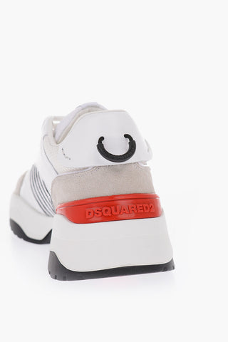 leather and fabric sneakers