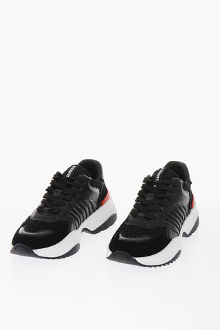 leather and fabric sneakers