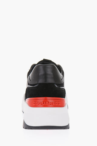 leather and fabric sneakers