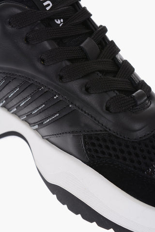 leather and fabric sneakers