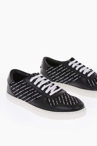 all over logo leather and fabric sneakers