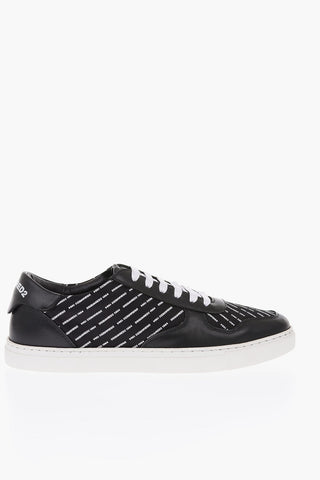 all over logo leather and fabric sneakers