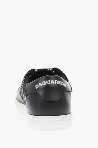 all over logo leather and fabric sneakers