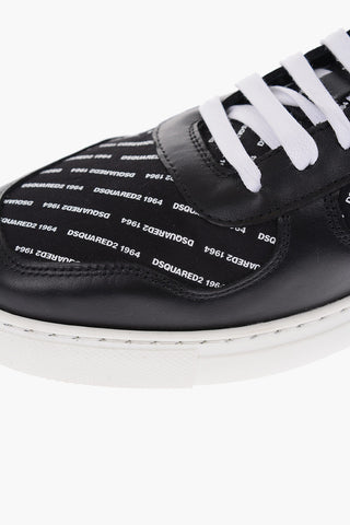 all over logo leather and fabric sneakers