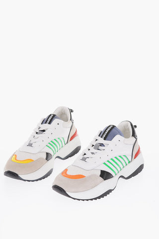 mesh and leather sneakers
