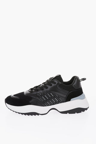 leather and fabric sneakers