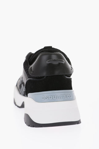 leather and fabric sneakers