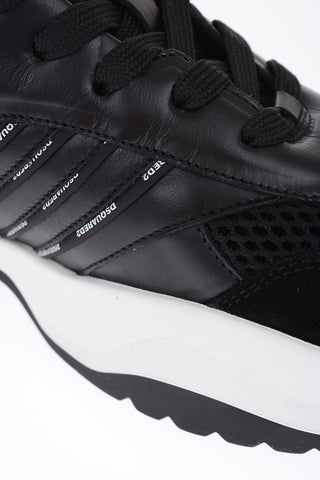 leather and fabric sneakers