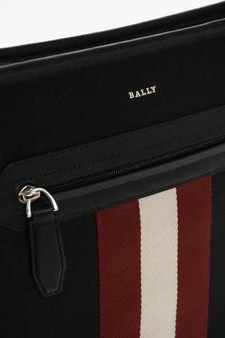fabric crossbody bag with leather trimmings