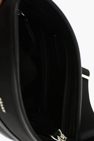 fabric crossbody bag with leather trimmings