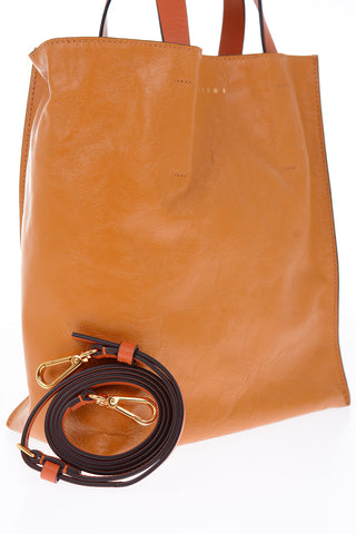 leather two-tone MUSEO SOFT tote bag with double handle