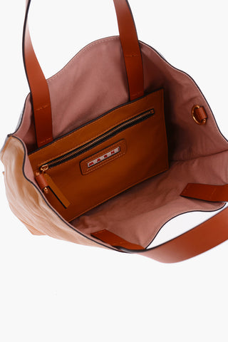 leather two-tone MUSEO SOFT tote bag with double handle