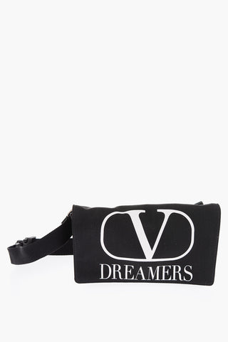 fabric dreamers printed belt bag with leather trimmings