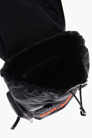 zaino in tessuto con rifiniture in pelle